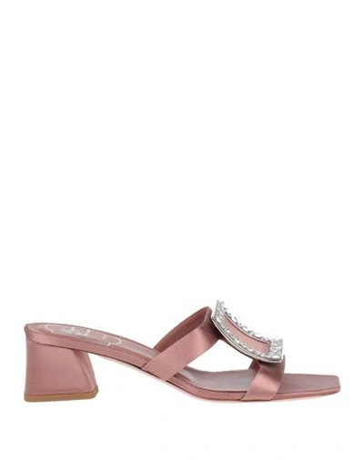 Roger Vivier Woman Sandals Pastel Pink Size 9 Textile Fibers