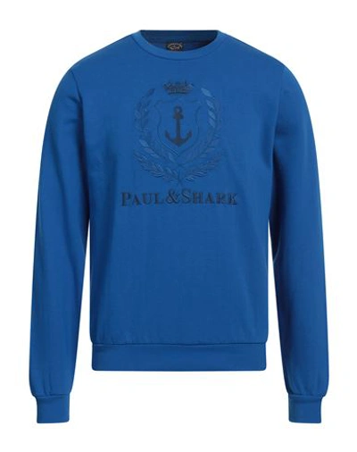 Paul & Shark Man Sweatshirt Azure Size Xl Cotton In Blue