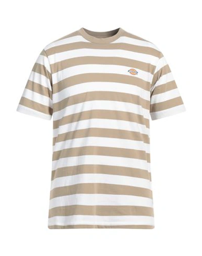 Dickies Man T-shirt Khaki Size S Cotton, Elastane In Beige