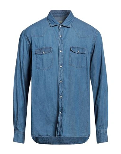 Mastai Ferretti Man Denim Shirt Blue Size 17 ½ Cotton