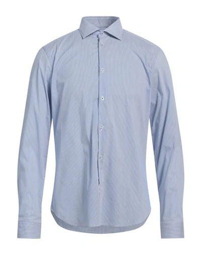 Manuel Ritz Man Shirt Blue Size 16 Cotton, Polyamide, Elastane