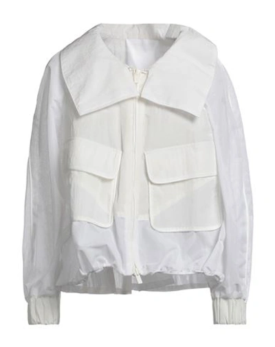 Emporio Armani Woman Jacket White Size 8 Polyamide, Polyester