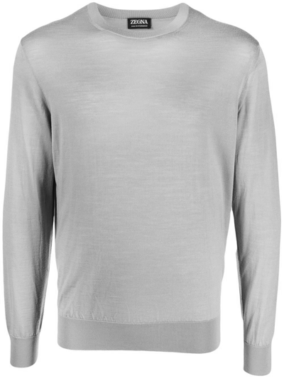 Zegna High Performance Crewneck Sweater In K95 Light Grey