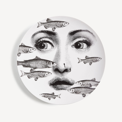 FORNASETTI FORNASETTI N.392 WALL PLATE FISH WHITE/BLACK