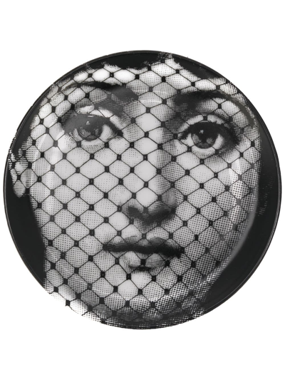 Fornasetti Face Printed Coaster In B/w