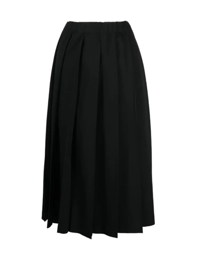 Comme Des Garçons Wool Midi Skirt In Black