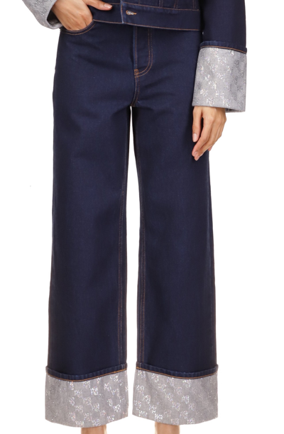 Alexander Wang Crystal Cuff Trousers Indigo In Blue