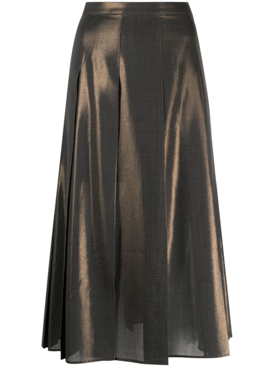Brunello Cucinelli Metallic A-line Skirt In Grey