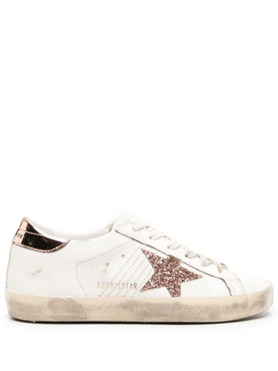 Golden Goose Super Star Leather Sneakers In White