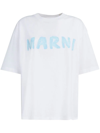 Marni Logo-stamp Cotton T-shirt In Lily White