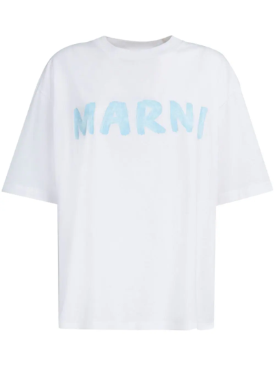 Marni Logo-stamp Cotton T-shirt In White