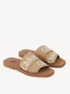 CHLOÉ CHLOÉ WOODY LOGO EMBROIDERED SANDALS