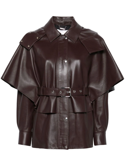 Chloé Layered Leather Jacket In Brown