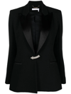 Chloé Crystal-embellished Satin-trimmed Wool-crepe Blazer