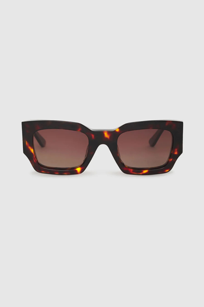 Anine Bing Indio Rectangle-frame Sunglasses In Tortoise