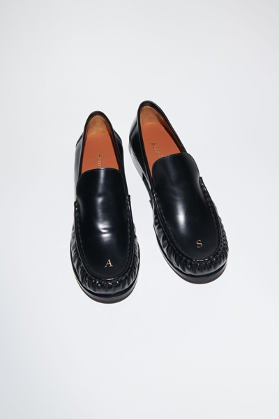 Acne Studios Block Heel Leather Loafers In Black