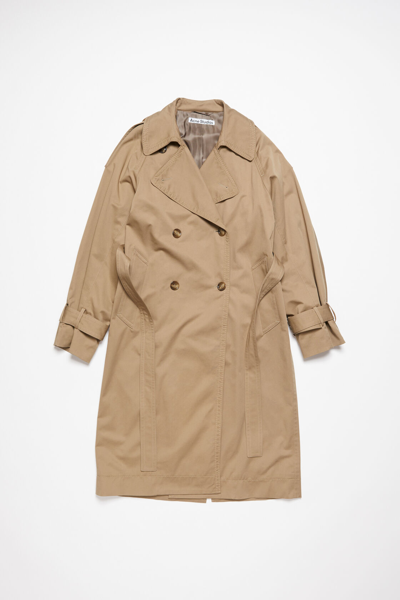 Acne Studios Double-breasted Trench Coat In Cold Beige