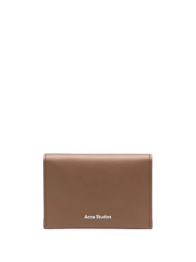 Acne Studios Logo Print Leather Wallet In Brown