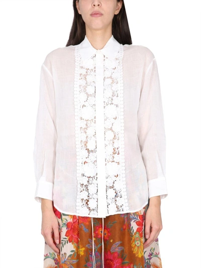 Zimmermann Raie Lace Flower Detailed Shirt In Ivory