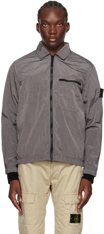 Stone Island Gray Patch Jacket In V0092 Dove Grey