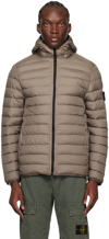 Stone Island Compass-patch Hooded Padded Jacket In V0092 - Dove Grey