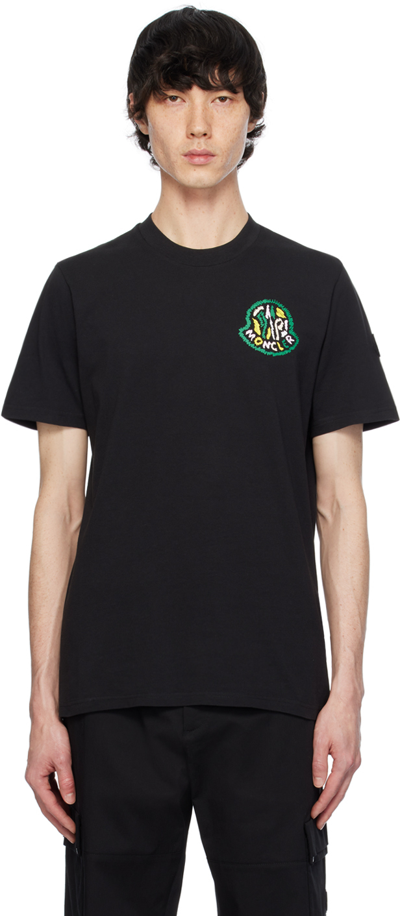 Moncler Black Printed T-shirt In Smoky Black 998