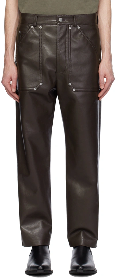 Nanushka Brown Quido Regenerated Leather Trousers In Coffee Bean