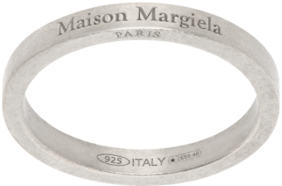 Maison Margiela Silver Logo Ring In 951 Palladioburattat