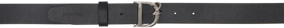 Dsquared2 Black Leather Belt In M802 Black+palladio
