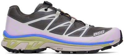 Salomon Gray & Purple Xt-6 Sneakers In Magnet/ashesofroses/