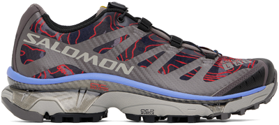 Salomon Multicolor Xt-4 Og Topography Sneakers In Black/plumkitten/blu