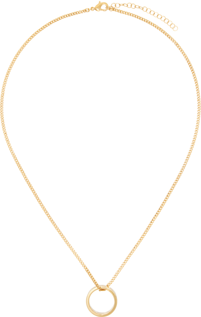 Mm6 Maison Margiela Gold Numeric Minimal Signature Pendant Ring Necklace In 950 Polished Yellow