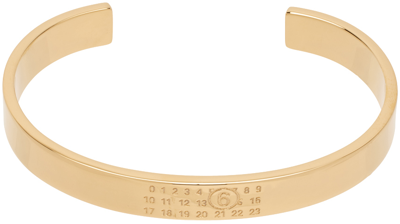 Mm6 Maison Margiela Gold Numeric Minimal Signature Bracelet In 950 Polished Yellow