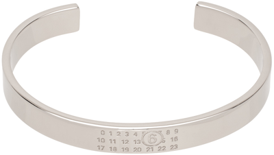 Mm6 Maison Margiela Silver Numeric Minimal Signature Bracelet In 951 Polished Palladi