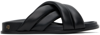 Anine Bing Lizzie Leather Cross-strap Slides In Black