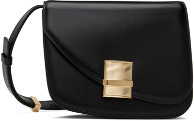 Ferragamo Fiamma S Black Shoulder Bag With Logo Detail And Oblique Flap In Leather Woman In Multicolor