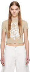 Open Yy Beige Rose Baby T-shirt In Beige