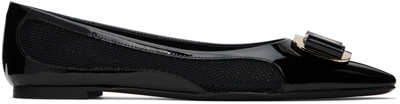 FERRAGAMO BLACK ZEA MESH BALLERINA FLATS