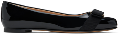 Ferragamo Black Varina Ballerina Flats In 551 Nero