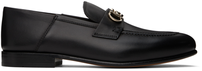 Ferragamo Black Ottone Loafers In Nero