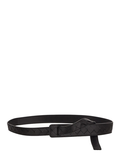 Bottega Veneta Leather Belt In Black