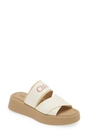 Chloé Mila 40mm Logo-embroidered Slides In Nude & Neutrals