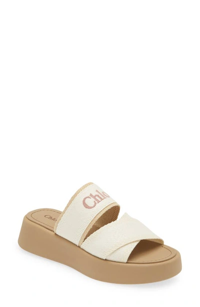 Chloé Mila 40mm Logo-embroidered Slides In Nude & Neutrals