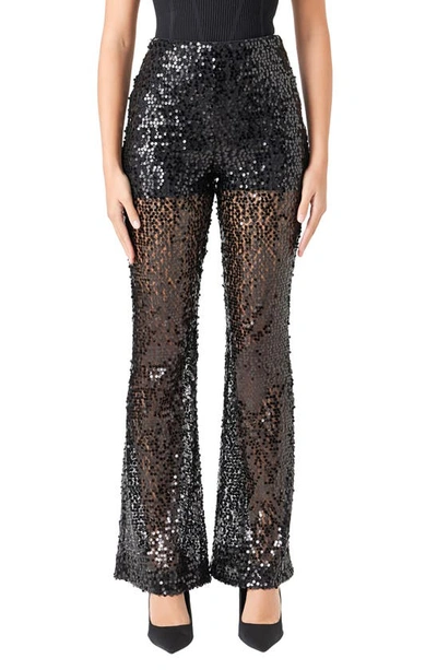 Endless Rose Women's Flared Sequins Pants In Black