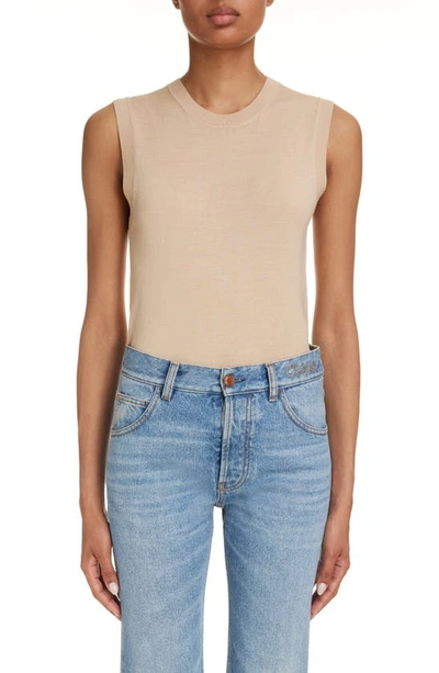 Chloé Wool Knit Tank Top In Beige