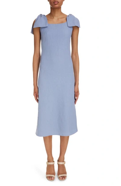 Chloé Linen Canvas Dress With Tie Straps In Blue