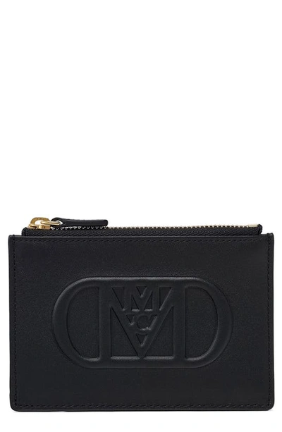 Mcm Mode Travia Leather Card Case In Black