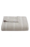 Calvin Klein Waffle Weave Stripe Cotton Blanket In Beige/ Tan