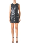 Endless Rose Sleeveless Faux Leather Minidress In Black