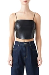 Grey Lab Vegan Leather Corset Top In Black In Black